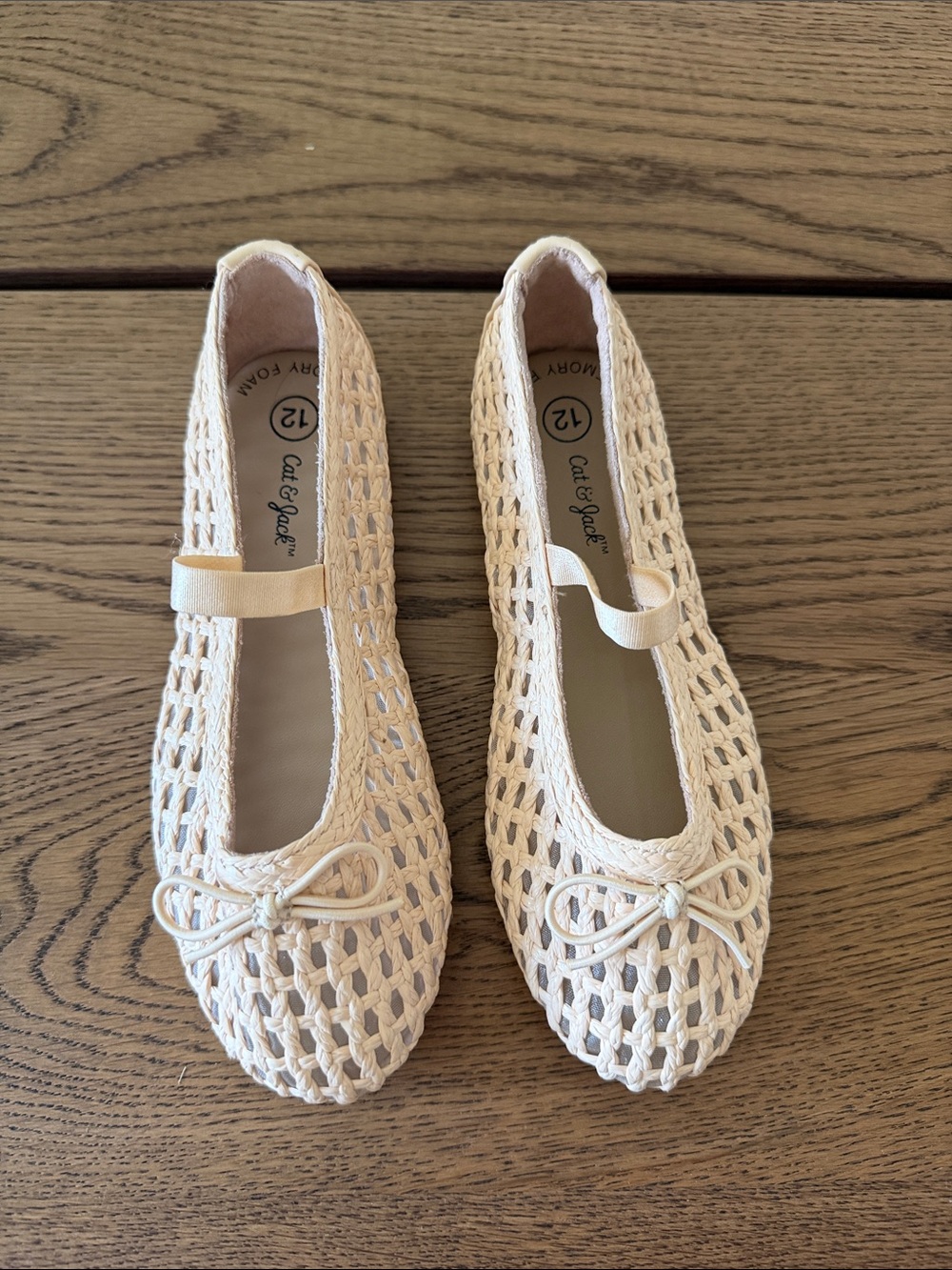 Cat & Jack Cream Woven  Mary Jane Ballet Flats
